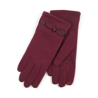 Ladies Dark Red Smartouch Glove with Bow Detail